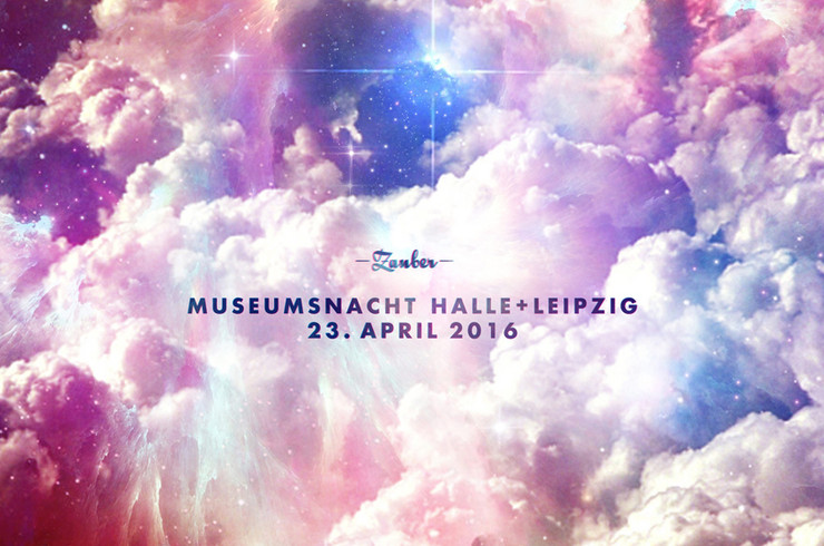 Titelbild der Museumsnacht 2016 Leipzig Halle mit Wolken und Sternen