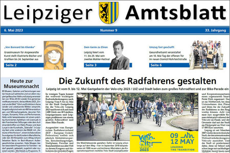 Leipziger Amtsblatt Nr. 9/2023 - Titelseite (Ausriss)