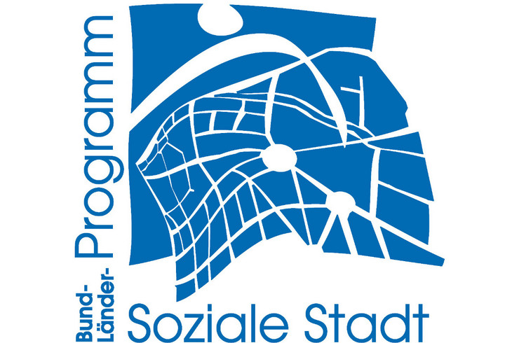 Logo des Programms "Soziale Stadt", blau auf weißem Grund