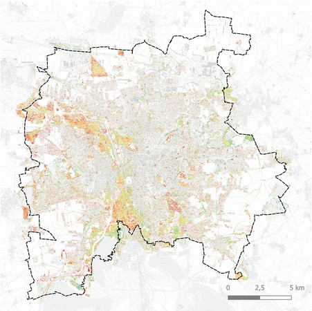 Kartenansicht der Stadt Leipzig zur Vitalitätsänderung der Gehölzbestände