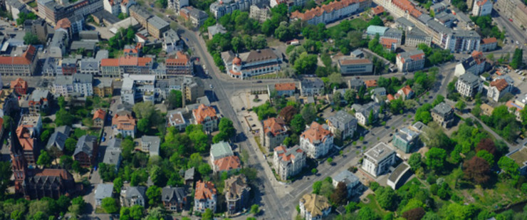 Luftbildaufnahme von Plagwitz und Lindenau, Abschnitt Karl-Heine Straße / Zschochersche Straße