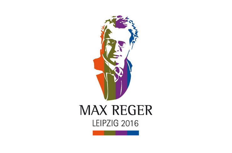 Logo zum Jubiläumsjahr Max Reger 2016 mit dessen stilisiertem Portrait und Schriftzug Max Reger 2016
