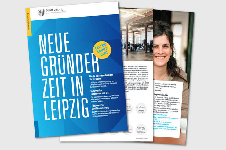 Einzelne Seiten aus der Broschüre "Neue Gründerzeit in Leipzig"