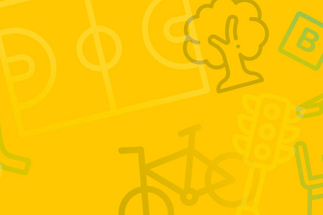 Grafik mit Symbolen für Fußballfeld, Spielplatzrutsche, Fahrad, Bäume, Freisitz und Buchstabenwürfel