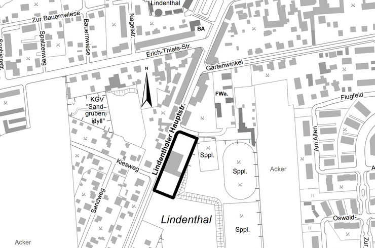 Umriss des Plangebietes für den Bebauungsplan Nr. 436 Verbrauchermarkt Lindenthaler Hauptstraße