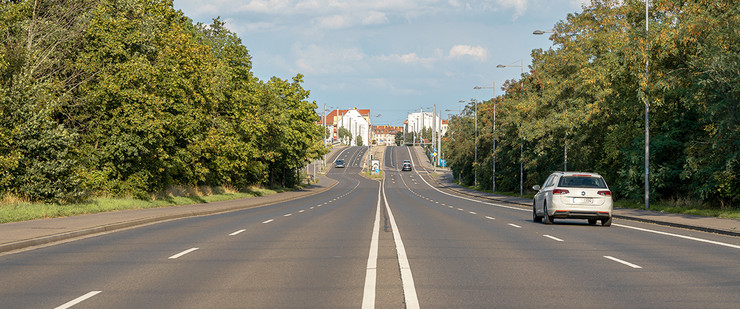 Ansicht der Antonienstraße in Richtung Innenstadt