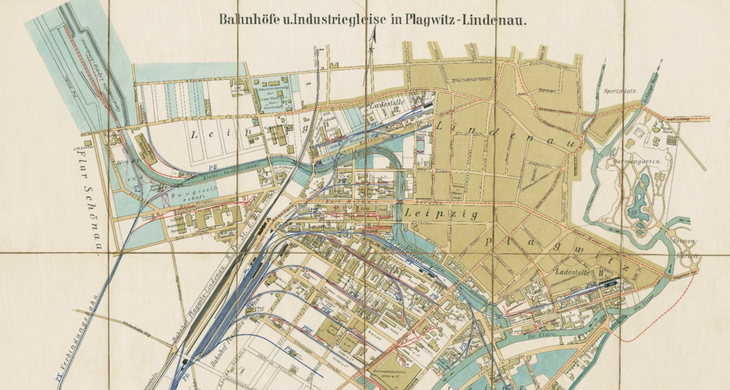 Karte der Bahnhöfe Lindenau und Plagwitz