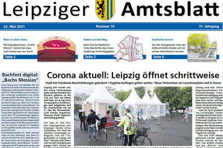 Ausschnitt Titelseite des Leipziger Amtsblattes Nummer 10/2021