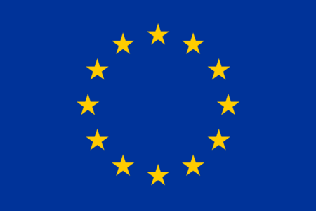 Flagge der Europäischen Union mit einem gelben Sternenkreis auf blauem Hintergrund