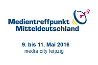 Logo Medientreffpunkt Mitteldeutschland vom 9. bis 11. Mai 2016 in der media city leipzig