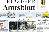Titelseite des Leipziger Amtsblatts vom 12. April 2014 zeigt den Pusteblumenbrunnen am Richard-Wagner-Platz
