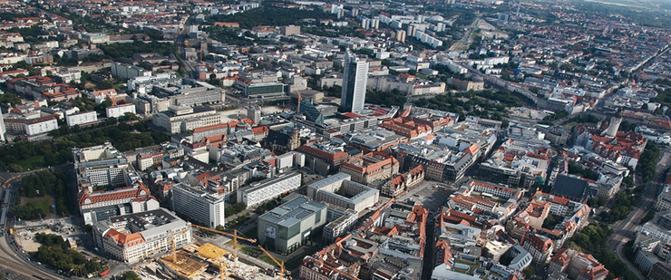 Luftbild von Innenstadt Leipzigs