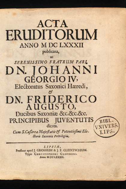 historischer Buchtitel Acta Eruditorum