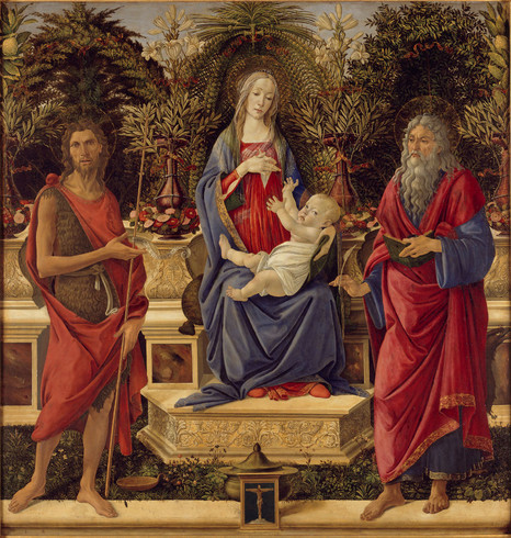 Thronende Maria mit dem Kind und den beiden Johannes
