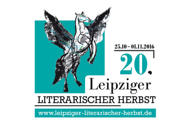 Logo 20. Leipziger Literarischer Herbst 2016 mit einem geflügeltem Pferd