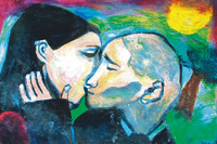 Das Bild "Mirco mit Freundin" von Ingo Lämmel zeigt einen Mann und eine Frau, die sich küssen.