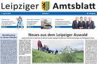 Ausschnitt des Titelblatt des Leipziger Amtsblattes. Ein großes Foto zeigt eine Gruppe Menschen bei einer Exkursion auf einem Deich und eine Pflanze im Vordergrund.