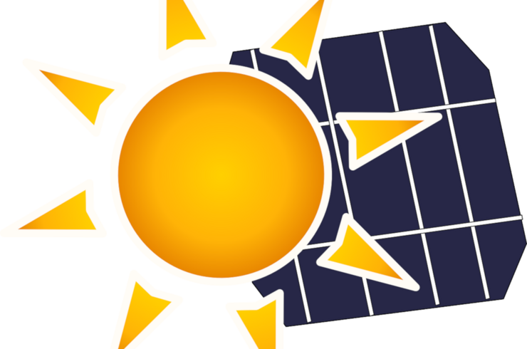 Grafik einer Sonne und eines Solarpanels