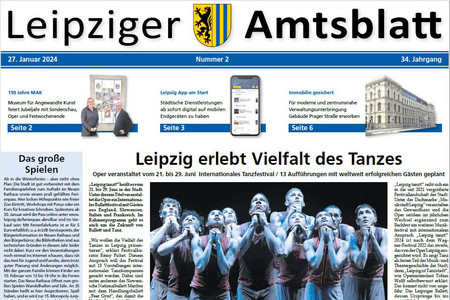 Leipziger Amtsblatt Nr. 02/2024 vom 27. Januar 2024 - Titelseite (Ausschnitt)