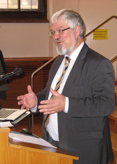 Professor Dr. Enno Bünz beim Vortrag im Rahmen der wissenschaftlichen Tagung "Das religiöse Leipzig" beim Tag der Stadtgeschichte 2012.
