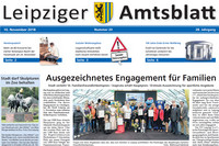 Titelseite des Leipziger Amtsblattes vom 10. November 2018 zeigt ein Gruppenbild der Preisträger des diesjährigen Familienfreundlichkeitspreises