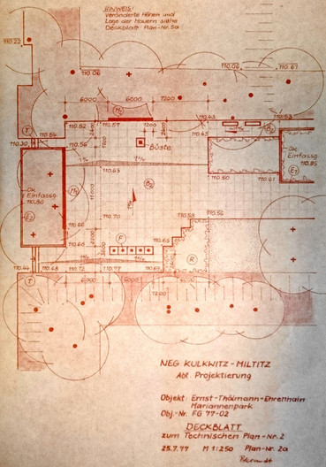 Plan aus dem Jahr 1977, der die Umgestaltung des Appellplatzes darstellt.