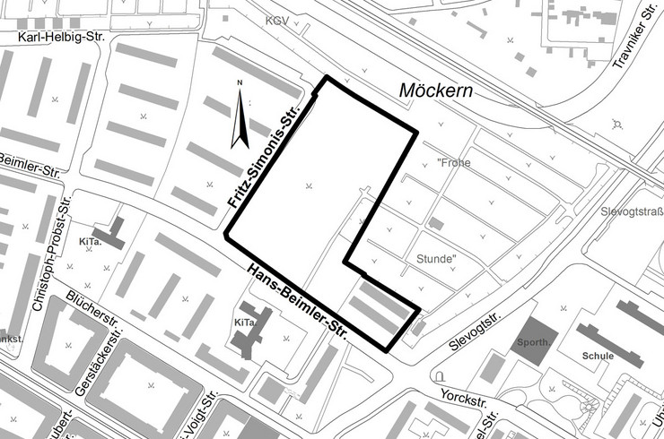 Karte mit Geltungsbereich Bebauungsplan Nr. 449 Hans-Beimler-Straße