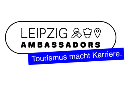 Logo der Leipzig Ambassadors mit Schlüssel-, Kochmützen- und Pinsymbolik und Sub-Titel "Tourismus macht Karriere"