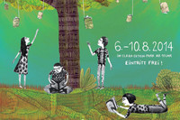 Plakat des Lesefestivals Leselust im August mit lesenden Kindern unter einem Baum