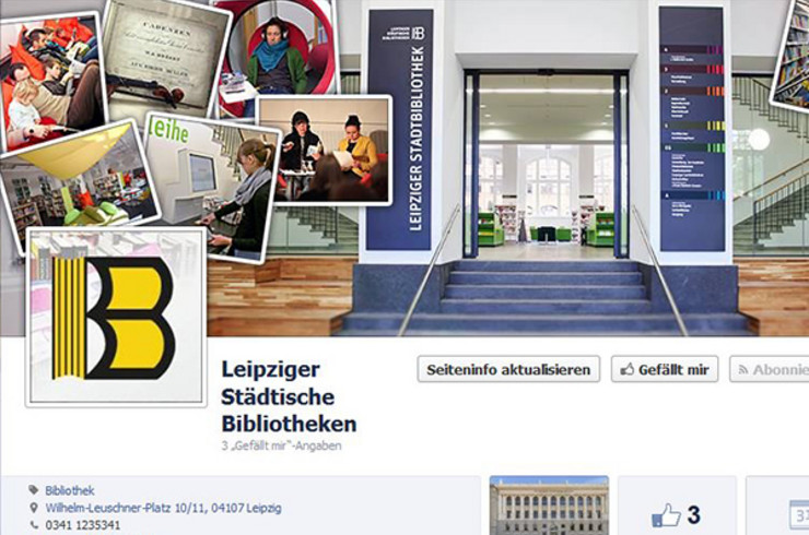 Bildschirmfoto der facebook-Seite der Leipziger Städtischen Bibliotheken.