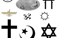 Symbole verschiedener Religionen wie christentum, Islam, Buddhismus und so weiter
