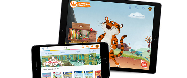 Tablet und Smartphone mit TigerBooks App