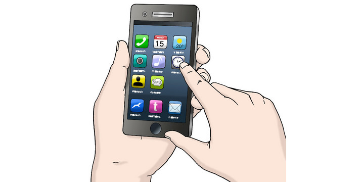 Eine Hand hält ein Smartphone auf dem verschiedenen Apps zu sehen sind.