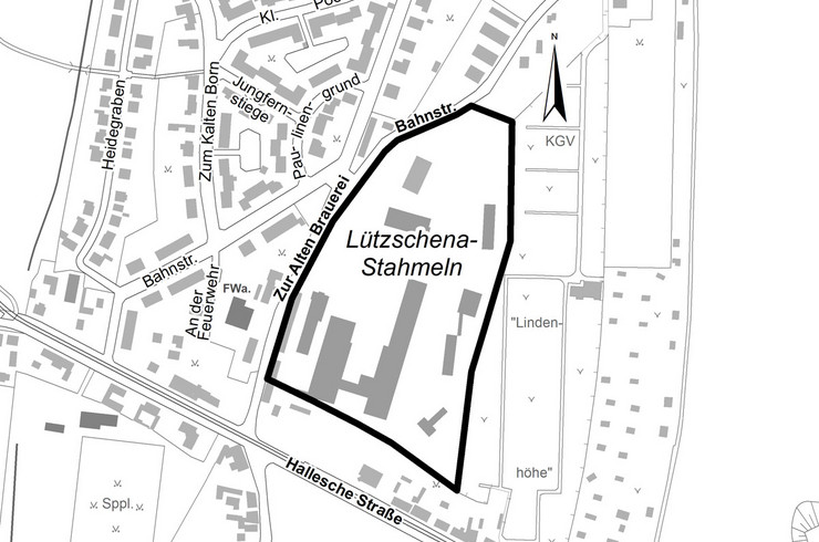 Karte mit Geltungsbereich zur Flächennutzungsplanänderung für den Bereich "Wohnquartier Zur Alten Brauerei"