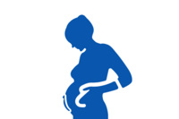 in blau gezeichnete schwangere Frau