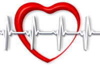 Ein stilisiertes rot umrandetes Herz mit einem EKG-Linie