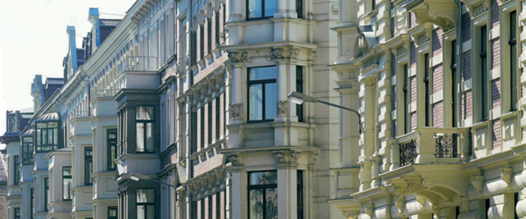 Fassade von Gründerzeithäusern in Leipzig