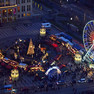 Leipziger Weihnachtsmarkt auf dem Augustusplatz, Abendstimmung Blick von oben 2014