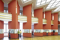 Pfeilerhalle des Grassi-Museums mit Besuchern