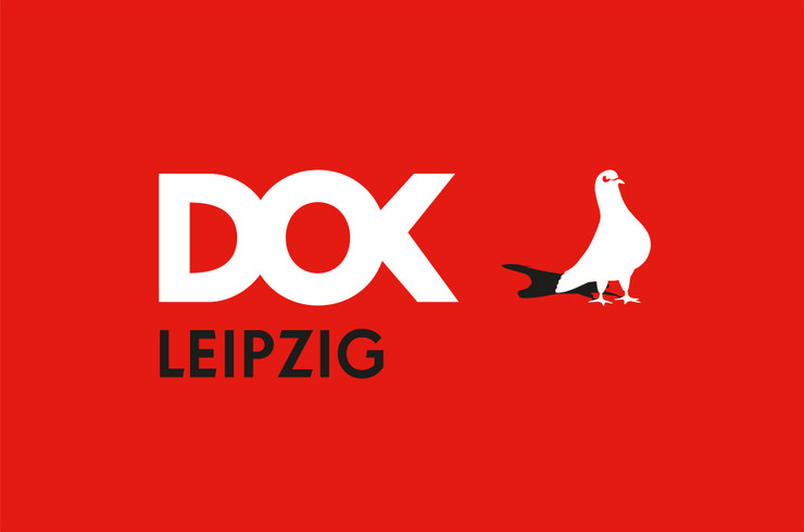 Logo des Leipziger Dokfilmfestivals mit weißer Taube