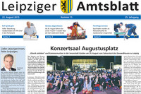 Titelseite des Leipziger Amtsblatts vom 22. August 2015 zeigt Besucher des Klassik-Airleben-Konzerts auf dem Augustusplatz