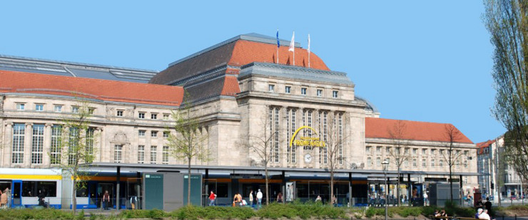 Gebäudeansicht des Hauptbahnhofs Leipzig