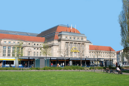 Gebäudeansicht des Hauptbahnhofs Leipzig