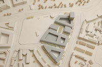 Das Plangebiet auf dem Wilhelm-Leuschner-Platz mit Umfeld als Modell