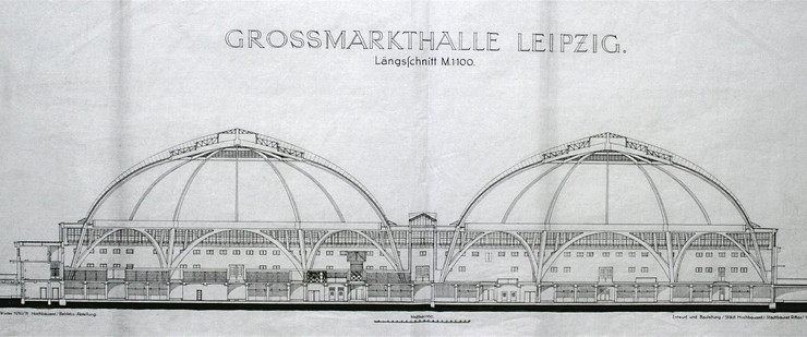 Historische Schnittzeichnung der Großmarkthalle (Kohlrabizirkus)