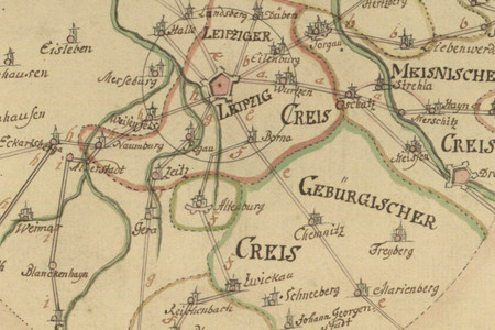 Kartenausschnitt einer historischen Karte von Leipzig