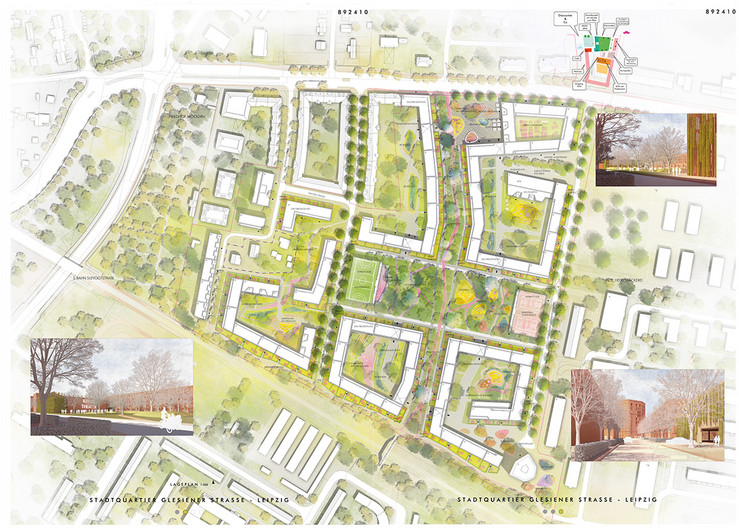 Entwurf der Gebäudeanordnung für das neue Stadtquartier an der Glesiener Straße