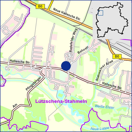 Übersichtskarte aus dem Stadtplan mit markierten Standort
