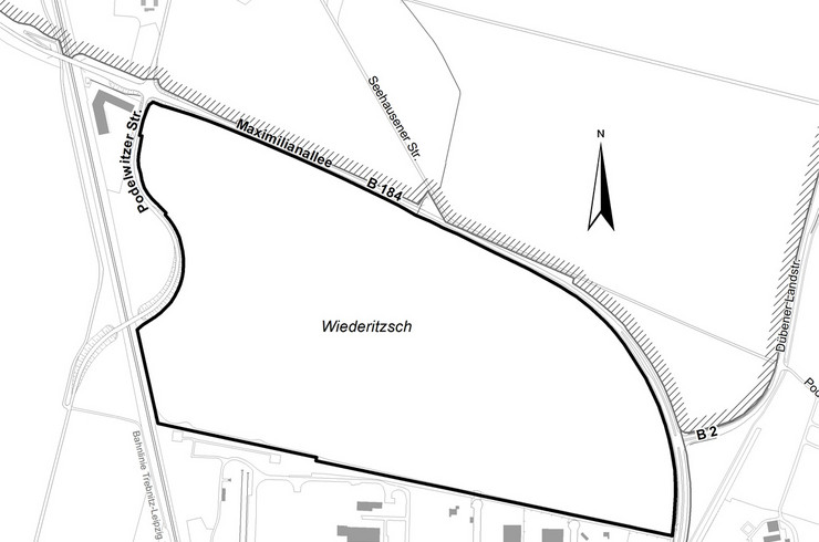 Das Plangebiet befindet sich in Leipzig-Nord, im Ortsteil Wiederitzsch zwischen Maximilianallee und Podelwitzer Straße.
