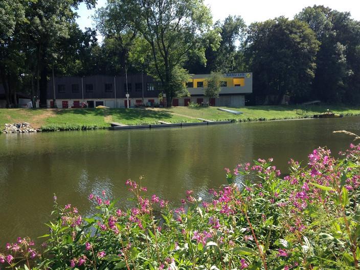Wassersportanlage Schleußiger Weg am Leipziger Eck, dem Zusammenfluss von Elsterflutbett und Pleiße